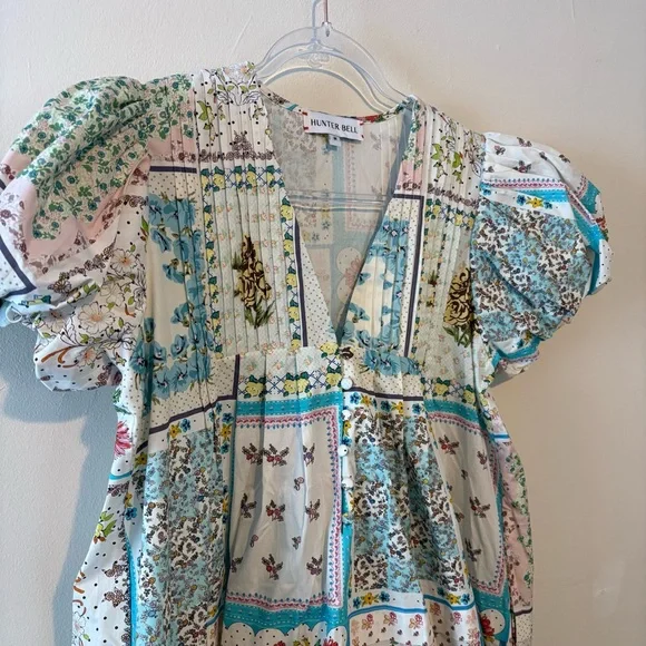 Hunter Bell Wilkes cotton mini dress in patchwork quilt print